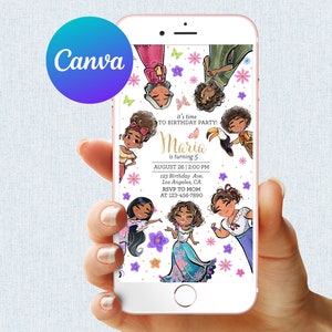 Encanto Birthday Invitation Digital Mobile Phone Text Girl Party Electronic Email SMS Evite Editable Template Instant Download