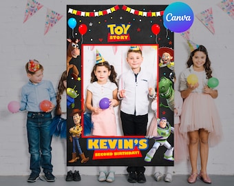 Two Infinity and Beyond Toy Story Birthday Photo Booth Decor Woody Buzz Toy Kids Party Photo Frame Digital Editable Template Printable