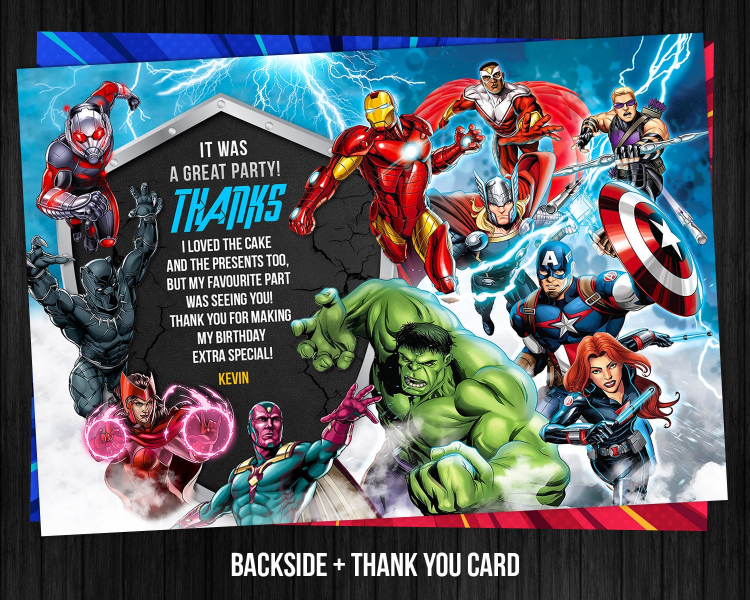 Birthday Boy Superhero Thank You Card Avengers Party Printable Editable ...