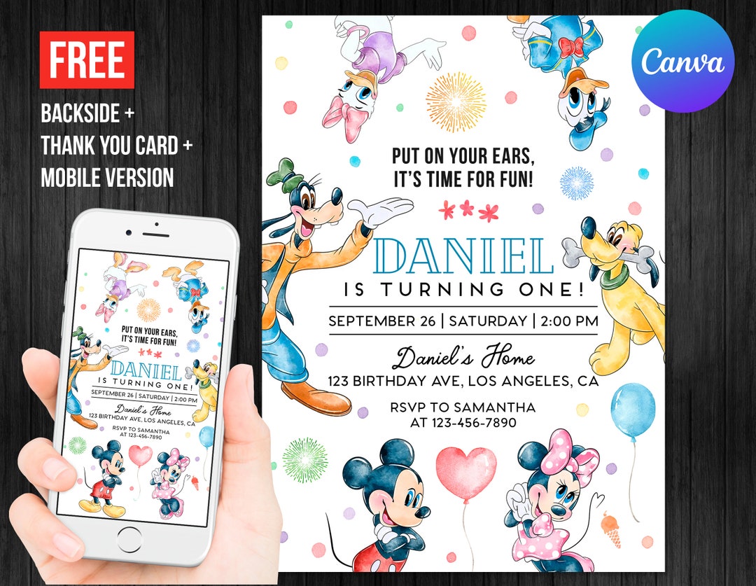 Mickey Mouse Clubhouse First Birthday Invitation Photo Picture Boy ...