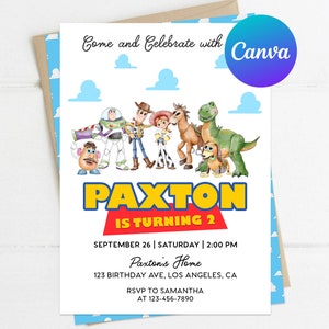 Toy Story Birthday Invitation Instant Download Personalized Printable Editable Template Digital or Printed Invites Second Birthday Boy