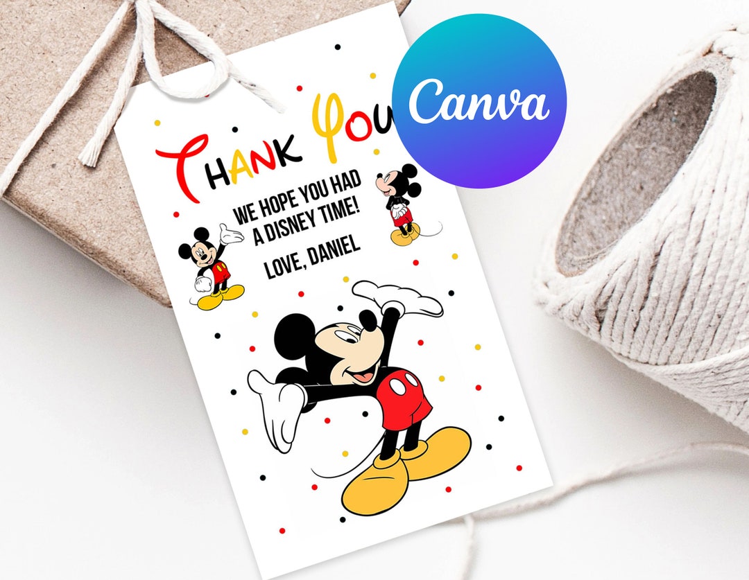 Mickey Mouse First Birthday Thank You Tags Printable Boy Mickey 1st ...