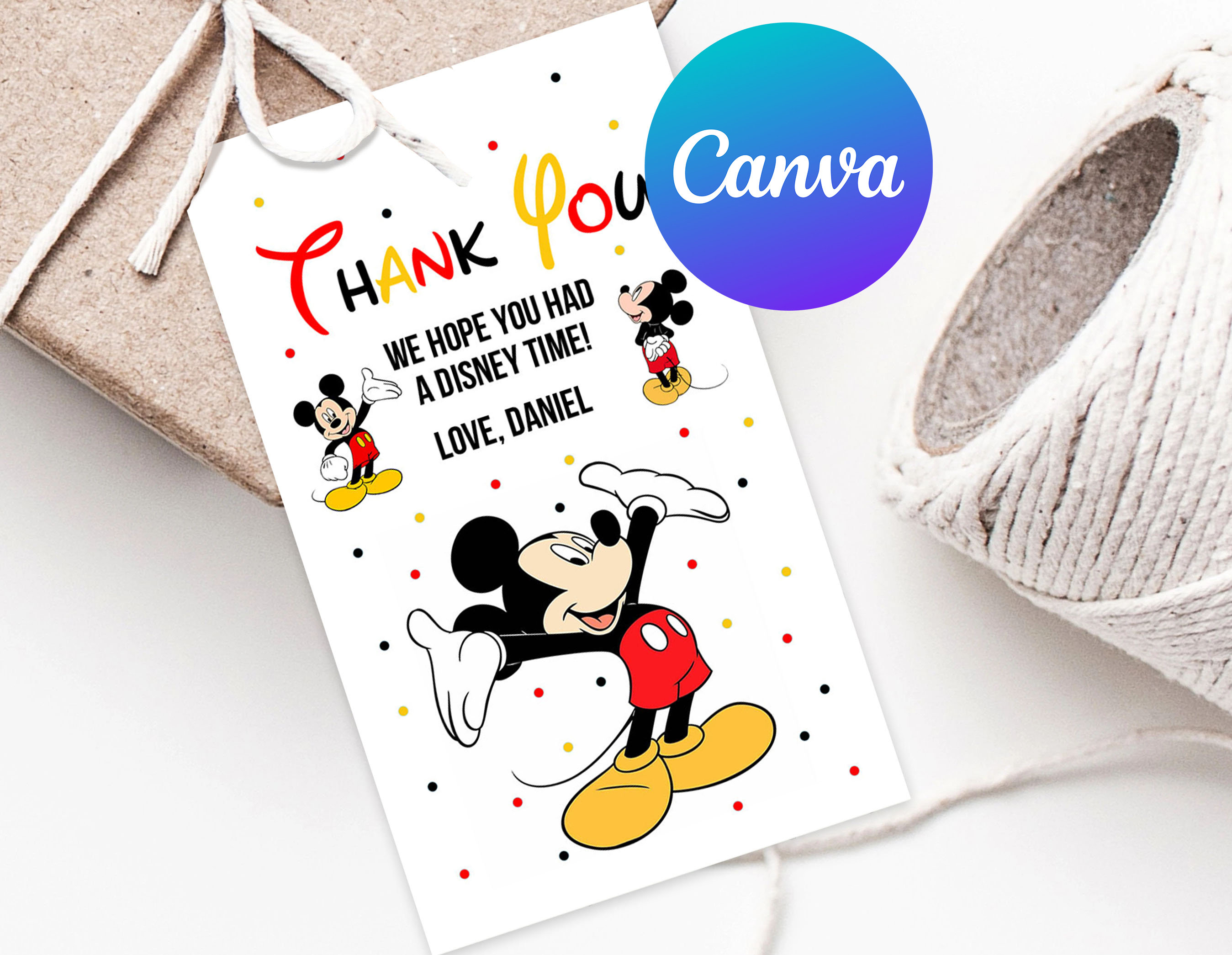 Mickey Mouse First Birthday Thank You Tags Printable Boy Mickey 1st ...