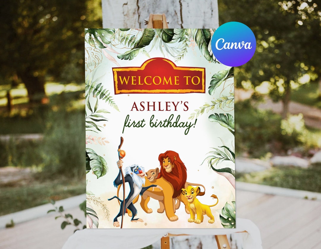 Lion King First Birthday Welcome Sign Boy Hakuna Matata Simba Pumbaa ...