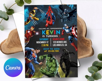 Avengers Birthday Invitation Boy Editable Template Calling All Superhero Birthday Party Invite Instant Download Digital or Printed Evite