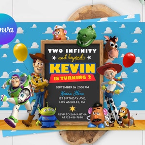 Two Infinity and Beyond Toy Story Birthday Invitation Woody Buzz Toy Kids Party Invite Editable Template Digital or Printed