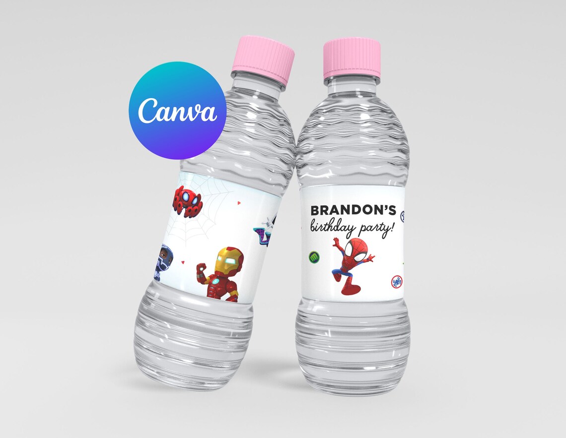 Spidey and His Amazing Friends Birthday Bottle Labels Custom Template ...
