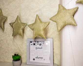 Gold Star Garland, Space Nursery Decor, Shimmering Star Banner