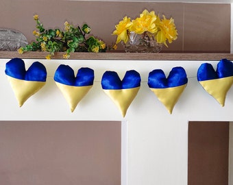 Ukraine Heart, Ukraine garland, Ukraine Flag decor, Blue and Yellow Ukraine, Heart Ornaments