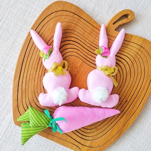 Bunny Easter, Spring mantel decor, Carrot Easter Easter Bowl Filler Decor Easter basket fillers, Pink Easter decor