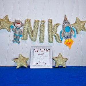 Space felt garland, Star garland, Space garland for nursery name, Space garland felt, Space Kids decor, Space nursery decor