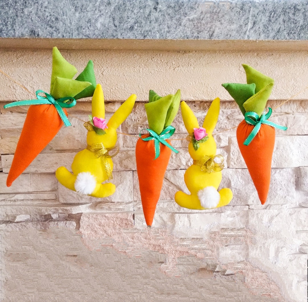 Bunny and Carrot Garland, Easter Garland, Bunny Garland, Carrot Garland ...