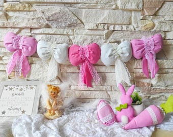 Pink Bow Garland, Bow garland easter, Baby Shower Bow Garland, Nursery Decor with Pink Bow, Baby Shower Bow Garland.