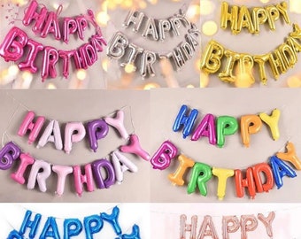 Large 16" Self-Inflating HAPPY BIRTHDAY Balloons Letter Banner Bunting Party Decoration UK