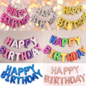 Große 16" selbstaufblasende HAPPY BIRTHDAY Luftballons Buchstaben Banner Bunting Party Dekoration UK