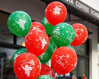 100 Pcs Christmas Balloons Red Green White Balloon for Merry Xmas Party Decoration, High quality Balloons UK