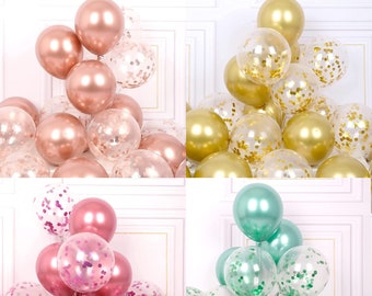 10 Confetti Chrome Balloons Combo Pack | decoration set | Birthday Balloons | party baloon Christmas anniversary Wedding Decoration