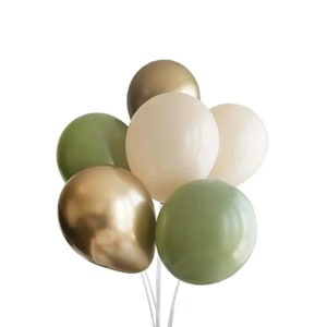 Set di palloncini cromati color verde salvia e oro, palloncini in lattice di alta qualità, palloncini per matrimoni