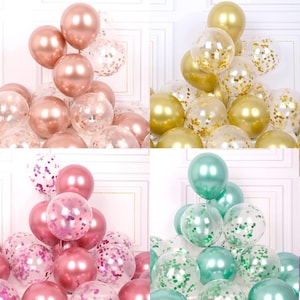 10 Confetti Chrome Ballonnen Combopakket | decoratieset | Verjaardagsballonnen | feestballon Kerstverjaardag Bruiloft Decoratie