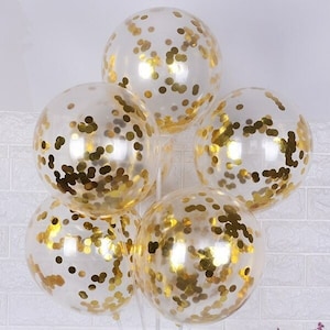 Goldkonfetti-Ballons, 10 x 12 Zoll Latex Hochzeit Geburtstagsfeier Herzlichen Glückwunsch Luftballons Babyparty Gold Party Dekorationen
