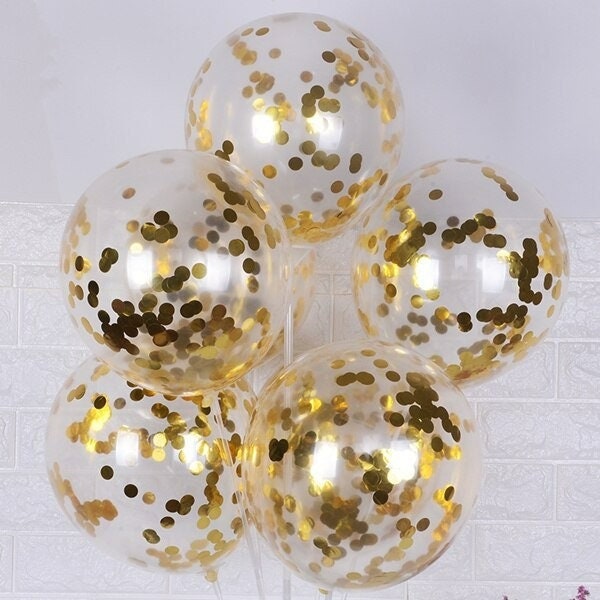Gold Confetti Balloons, 10 X12 inch Latex Wedding Birthday Party Congratulations balloons Baby Shower Gold Party Decorations