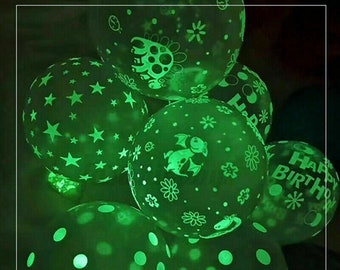 20 Glow Birthday Balloons Strobe Night Glow 12" Balloons Neon Latex Balloon UV Light Gradient Balloons BLACKLIGHT Glowsticks Decor