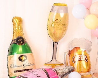 40 inch Large Champagne Bottle Cheers Glass foil balloon Christmas Birthday Wedding Anniversary Party Decoration