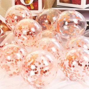 Rose Gold Confetti Balloons, 10 X12 inch Latex Wedding Birthday Party Congratulations balloons Baby Shower Gold Party Decorations