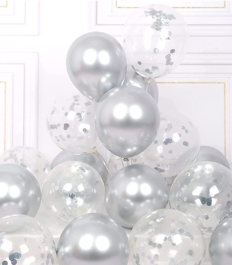 10 Confetti Chrome Balloons Combo Pack Decoration Set Etsy UK