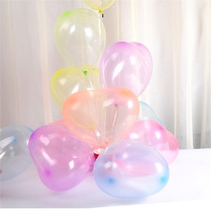 Crystal Clear Bubble Latex Balloon, Transparent Balloons, Pink, Blue, Yellow Green 12 Balloons for Baby Shower, Birthdays, Weddings Decor Multi-Heart Shape