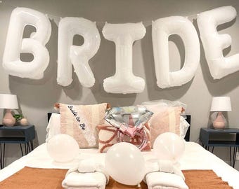 BRIDE 40-inch Balloons White, Cream for Hen Party, Bridal Shower, Wedding Bachelorette Party Decoration ivory Ballons