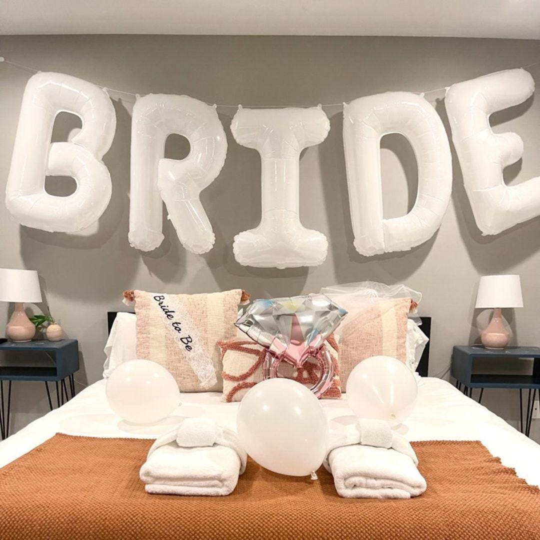 BRIDE 40-inch Balloons White, Cream for Hen Party, Bridal Shower, Wedding Bachelorette Party Decoration ivory Ballons