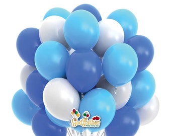 50 Baby shower Balloon set , blue, light blue and white plain metallic balloon set for decoration, baby birthday balloon set 12"inch