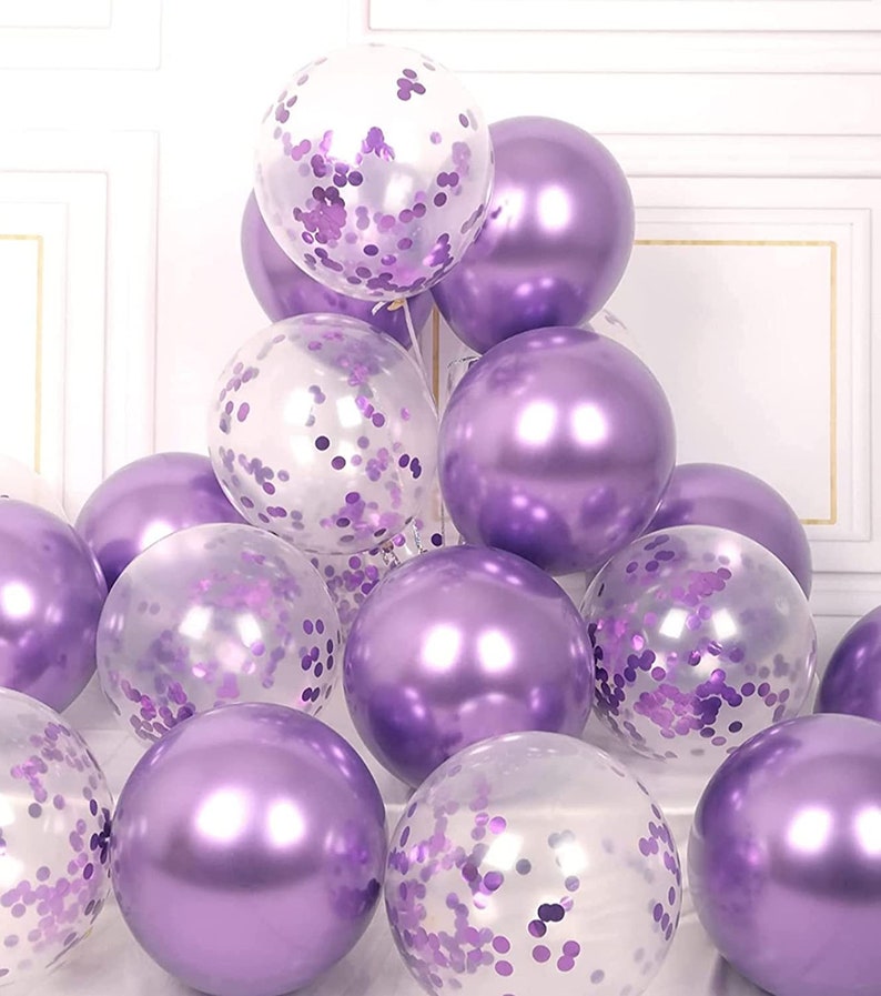 10 Confetti Chrome Balloons Combo Pack Decoration Set Etsy UK