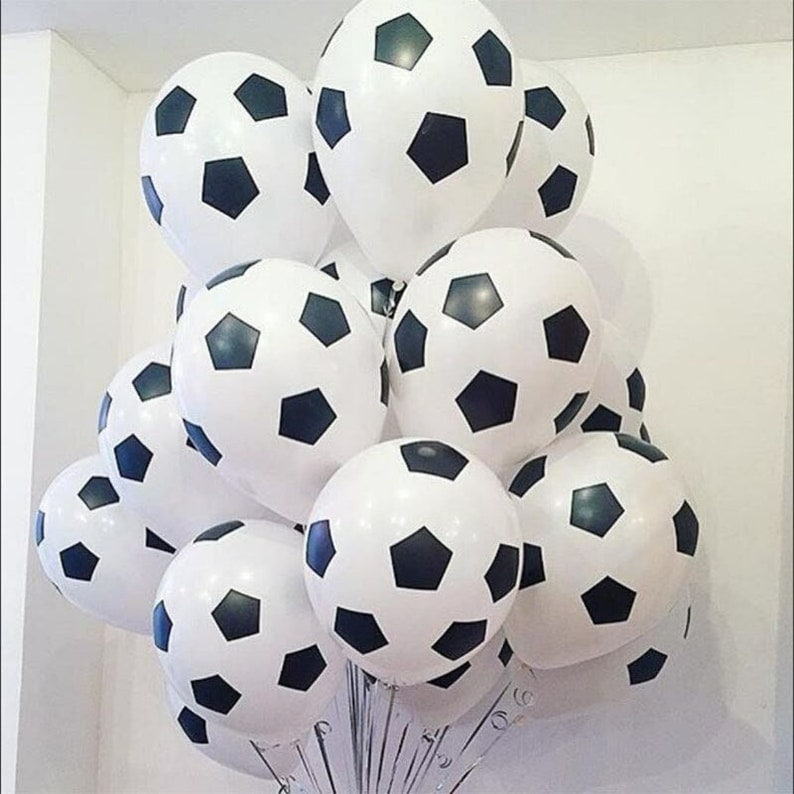 12 Football Balloons, Soccer Ball Ballons, Football Theme Party Supplies, Birthday Decoration Black White