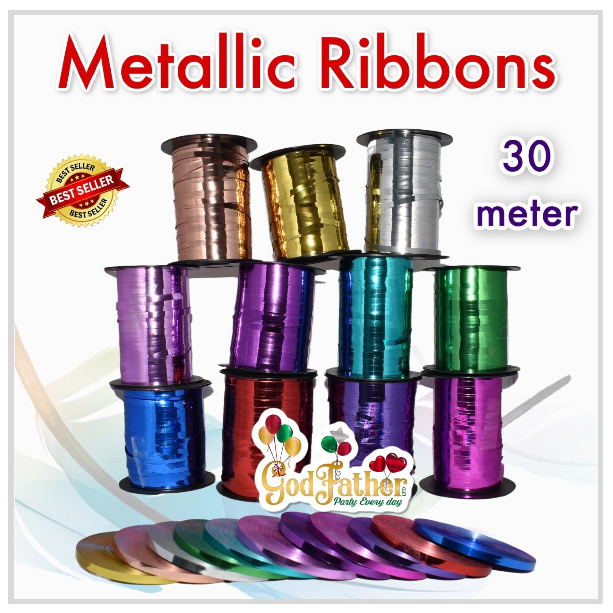 30 Meters Metallic Pearl Balloon Curling Ribbon for Party Gift