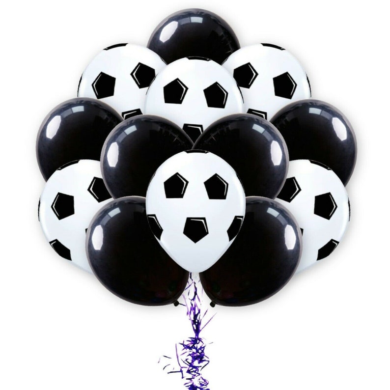 12 Football Balloons, Soccer Ball Ballons, Football Theme Party Supplies, Birthday Decoration Football / Black