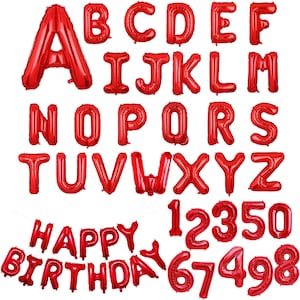 CUSTOM BALLOONS 16&quot; Red Foil Personalize Balloon Letters Name Balloons Personalized Balloons Baby Shower Balloons Anniversary Decoration