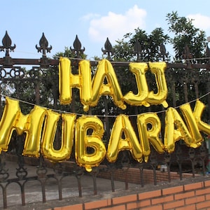 Hajj Mubarak zelfopblazende vlaggenlijn banner folieballon set voor decoratie Islamitisch decor: