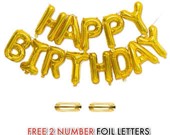 Custom Age Large 16" Self-Inflating HAPPY BIRTHDAY Balloons Letter Banner with age numbers balloons Bunting Party Decoration UK