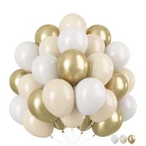 Palloncini bianchi sabbia Palloncini cromati oro Palloncini in lattice da 12 pollici Beige Baby Shower Matrimonio Addio al nubilato Festa di compleanno Decorazione