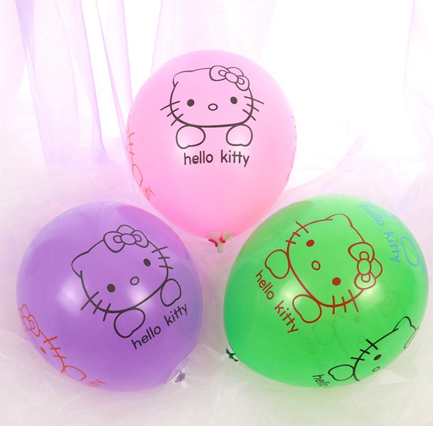 12 Hello Kitty Balloons Cute Cat Balloons Helium Etsy UK