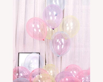 Globos de látex transparentes con burbujas, globos transparentes, globos de 12 pulgadas de color rosa, azul, amarillo y verde para baby shower, cumpleaños y decoración de bodas