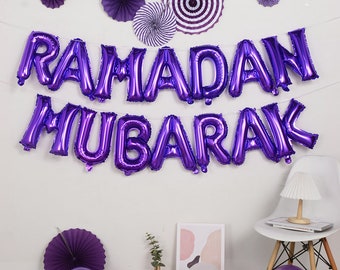 Ramadan Mubarak Foil Balloons | 16" Inflate | Decoration Banner, Ramdan Decoration, Eid Party Decor Bunting, RoseGold Eid Balloons