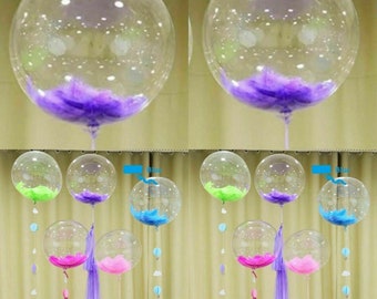 Bubble Feather Balloons Trasparente Party Wedding 18 "schiuma / coriandoli Bobo Balloon Helium Balloon Fill Yourself