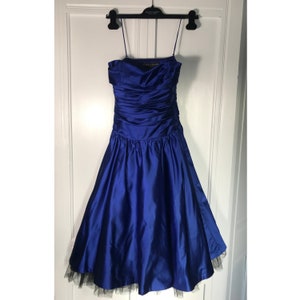 Ralph Lauren Black Label Vicki Blauer Satin Cocktail Kleid Mint Zustand 50s Style