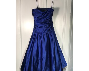 Sukienka koktajlowa Ralph Lauren Black Label Vicki Blue Satin w stanie miętowym w stylu lat 50.