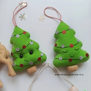 Felt Christmas tree ornaments, Christmas gift baby gil and boy, Xmas tree hanging decoration,Set of 3 Christmas tree ornaments