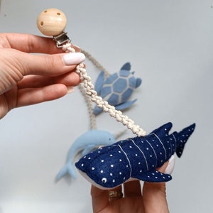 Custom whale hanging toy, Pregnancy gift, Ocean nursery decor, Clip-on toy, Activity centre toys, Baby gym toy