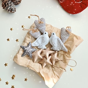Christmas dove ornaments, Baby first Christmas gift, Corporate gift box, Gift for friends, Xmas tree felt hanging decoration